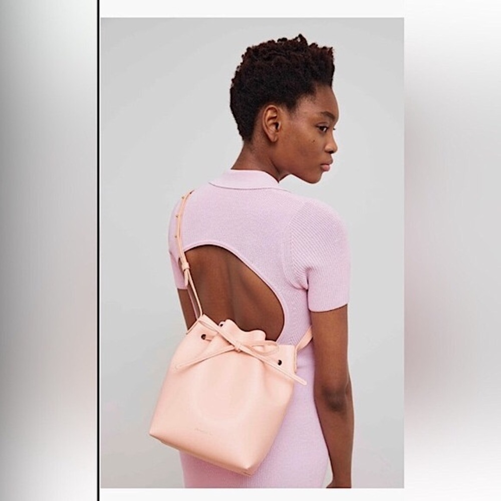 Mini Saffiano Leather Dahlia Bucket Bag , “Ballet” Pink | Mansur Gavriel